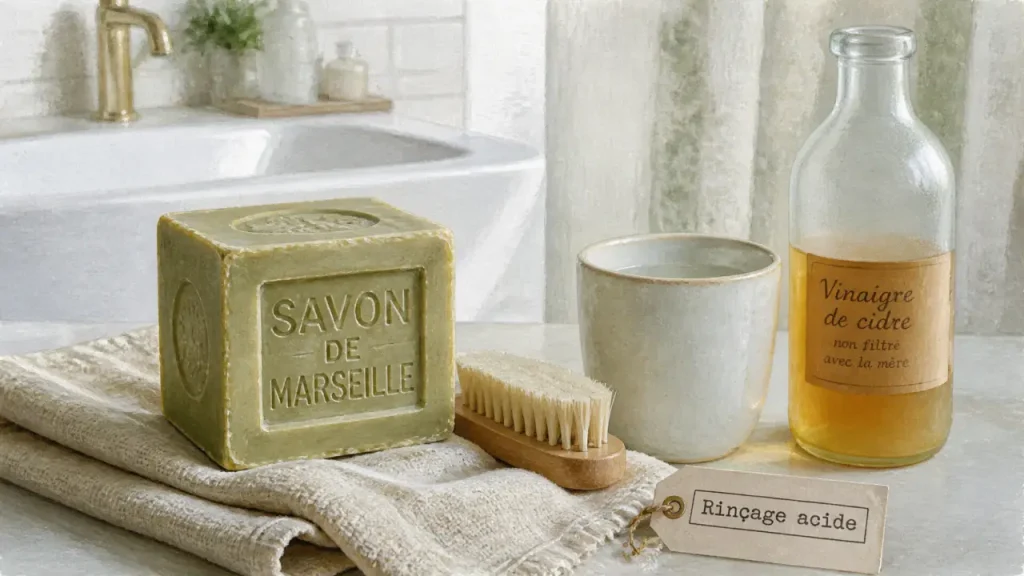 Savon de marseille cheveux : rinçage au vinaigre