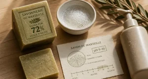 Savon de marseille pour le visage : purifiant, pH 9–10, barrière cutanée