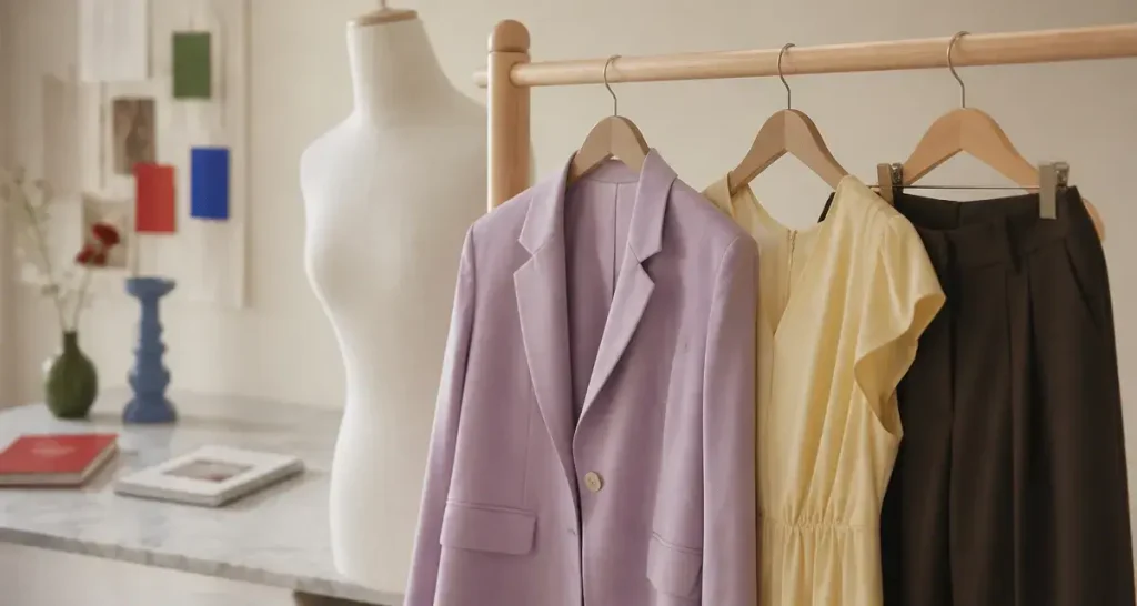Palette couleur tendance mode printemps-été 2026 : lilas, jaune beurre, vert sauge, bleu cobalt