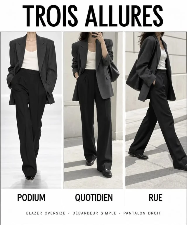 Tendance de mode Instagram : un blazer oversize interprété du podium à la rue