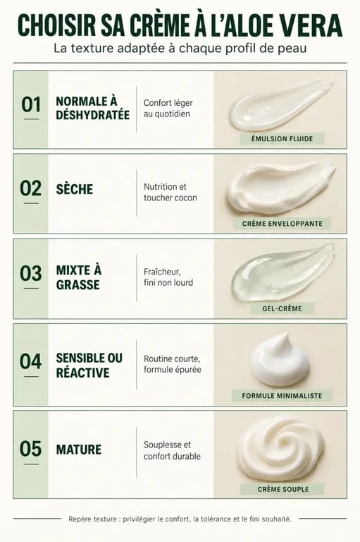 Crème aloe vera visage : textures adaptées aux différents types de peau