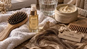 Soin cheveux ternes : sérum brillance sur brosse