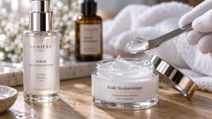 Acide hyaluronique crème : texture gel translucide pour la peau