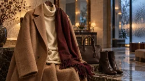 Mode hiver femme : manteau long et écharpe, rester au chaud