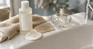 Nettoyant visage peau sensible sans parfum sur peau rincée, respecte le pH
