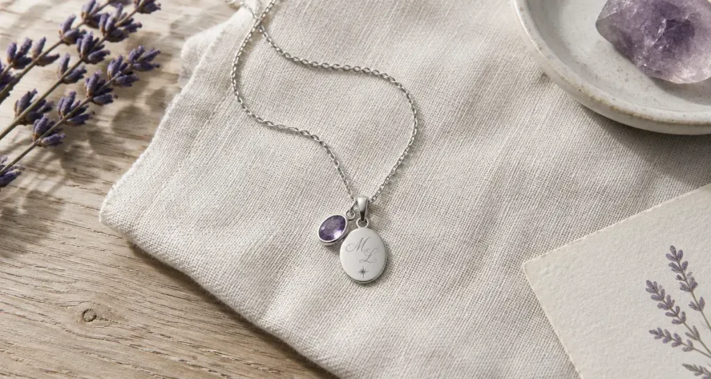 Pendentif original femme en argent 925 avec pierre ovale